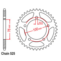 REAR SPROCKET - STEEL 42T 525P