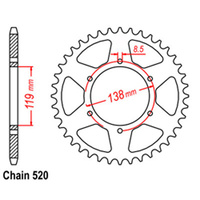 REAR SPROCKET - STEEL 48T 520P