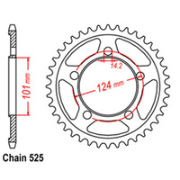 REAR SPROCKET - STEEL 38T 525P