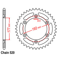 REAR SPROCKET - STEEL 48T 520P