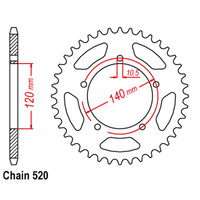 REAR SPROCKET - STEEL 43T 520P