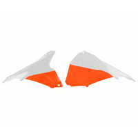 POLISPORT AIRBOX COVERS KTM EXC/EXC-F MODELS 14-15 - WHITE/ORANGE [B10]