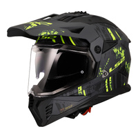LS2 MX702 Pioneer II Crazy Helmet - Matte Black / Grey / Hi-Vis Yellow (XL)