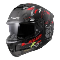 LS2 FF808 Stream II Angry Monkey Helmet - Matte Black / Red