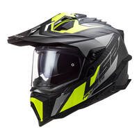 LS2 MX701 Explorer Carbon Focus Helmet - Matte Titanium / Hi-Vis Yellow