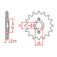 MTX 576 Steel Front Sprocket #428 (19T) - INDENT