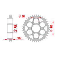 MTX 50901 Steel Rear Sprocket #525 (39T) (11-50901-39)